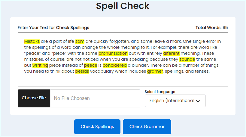 Spell Checker content Images